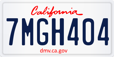 CA license plate 7MGH404