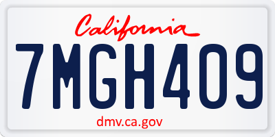 CA license plate 7MGH409
