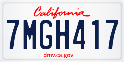CA license plate 7MGH417