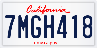 CA license plate 7MGH418