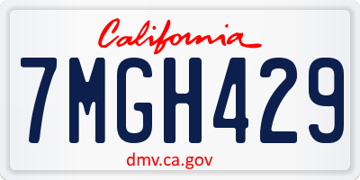 CA license plate 7MGH429