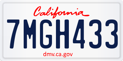 CA license plate 7MGH433