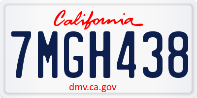 CA license plate 7MGH438