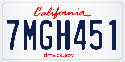 CA license plate 7MGH451