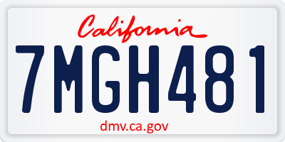 CA license plate 7MGH481