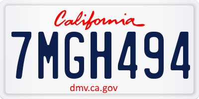 CA license plate 7MGH494