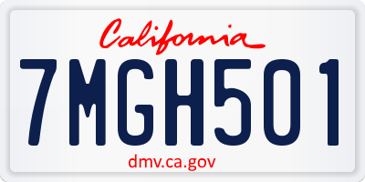 CA license plate 7MGH501