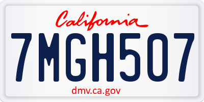 CA license plate 7MGH507