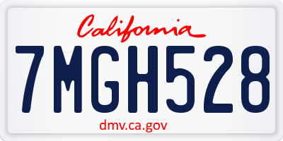 CA license plate 7MGH528