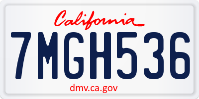 CA license plate 7MGH536