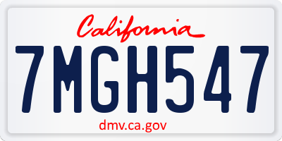 CA license plate 7MGH547