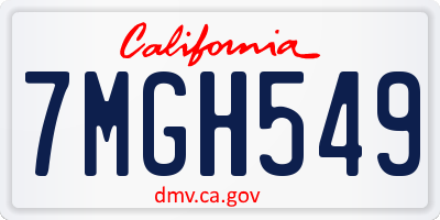 CA license plate 7MGH549