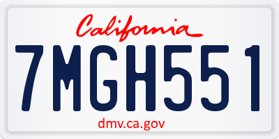 CA license plate 7MGH551