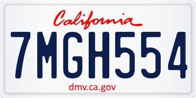 CA license plate 7MGH554