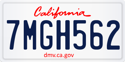 CA license plate 7MGH562