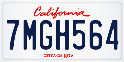 CA license plate 7MGH564