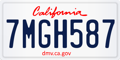 CA license plate 7MGH587