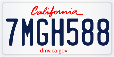 CA license plate 7MGH588