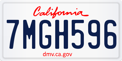 CA license plate 7MGH596