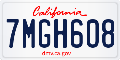 CA license plate 7MGH608