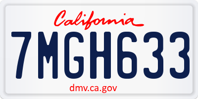 CA license plate 7MGH633