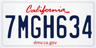 CA license plate 7MGH634