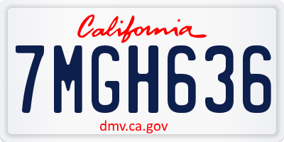 CA license plate 7MGH636