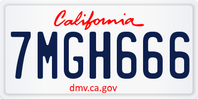 CA license plate 7MGH666