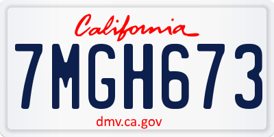 CA license plate 7MGH673