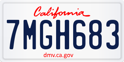 CA license plate 7MGH683