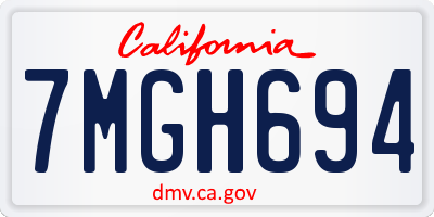 CA license plate 7MGH694