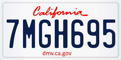 CA license plate 7MGH695