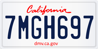 CA license plate 7MGH697
