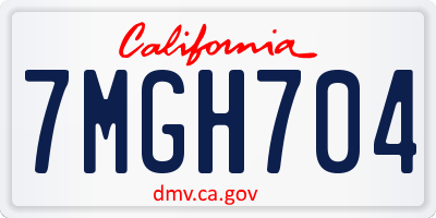 CA license plate 7MGH704