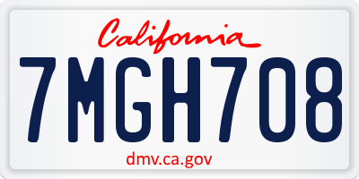 CA license plate 7MGH708