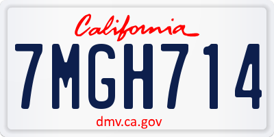 CA license plate 7MGH714