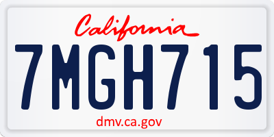 CA license plate 7MGH715