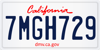 CA license plate 7MGH729