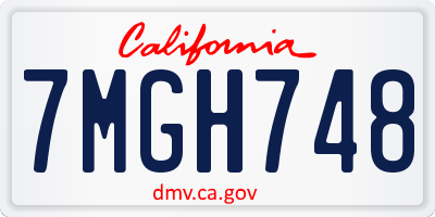 CA license plate 7MGH748