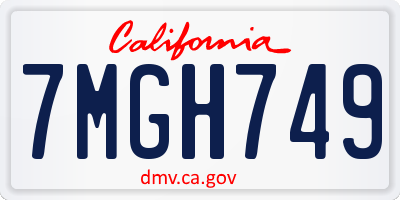 CA license plate 7MGH749