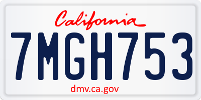 CA license plate 7MGH753