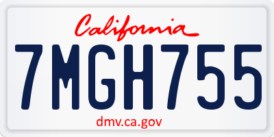 CA license plate 7MGH755