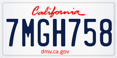 CA license plate 7MGH758