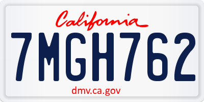 CA license plate 7MGH762