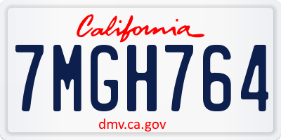 CA license plate 7MGH764