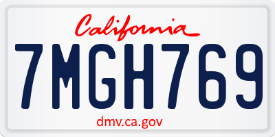 CA license plate 7MGH769