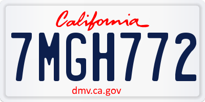 CA license plate 7MGH772