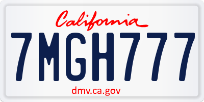 CA license plate 7MGH777