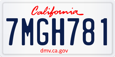 CA license plate 7MGH781