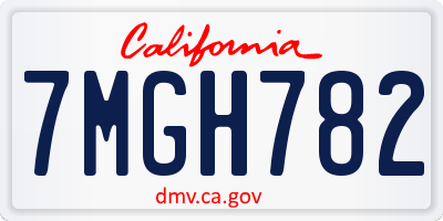CA license plate 7MGH782
